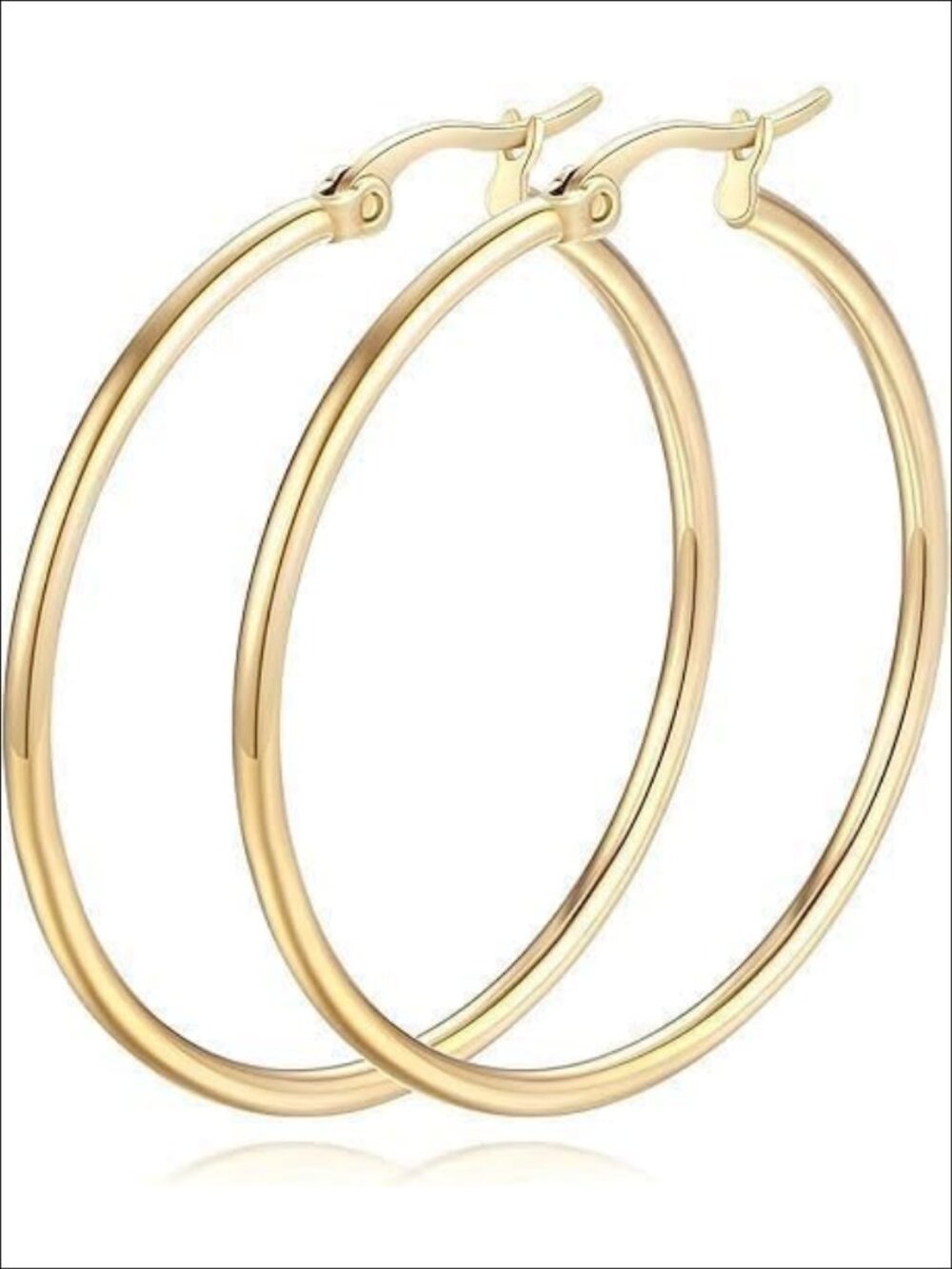 14K Gold Hoop Earrings for Women Classic Shiny Round Minimalist